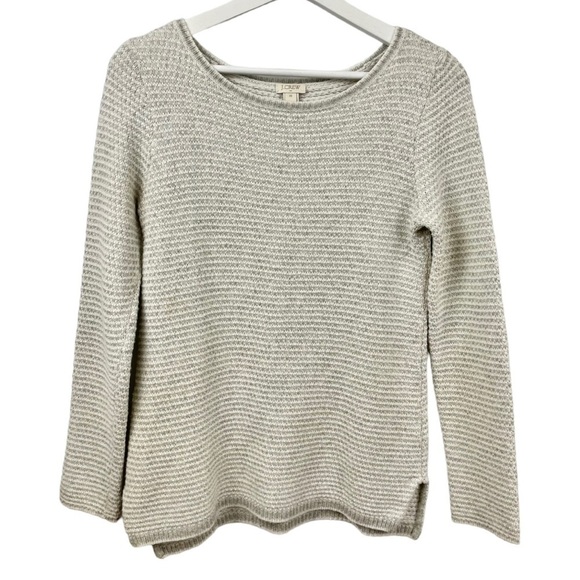 J. Crew Chevron Stitch Boatneck Wool Blend Oversized Sweater Size XS - Picture 2 of 6
